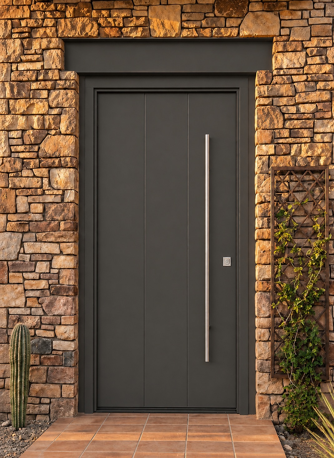 Iron Peak entry door configured in Iron Peak · Iron Ore steel